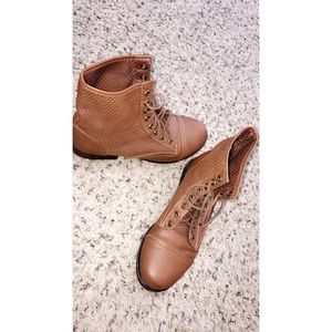 Brown combat boots